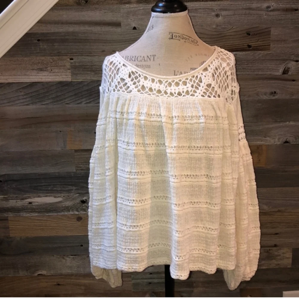Free People Someday Crochet Knit Sweater S
